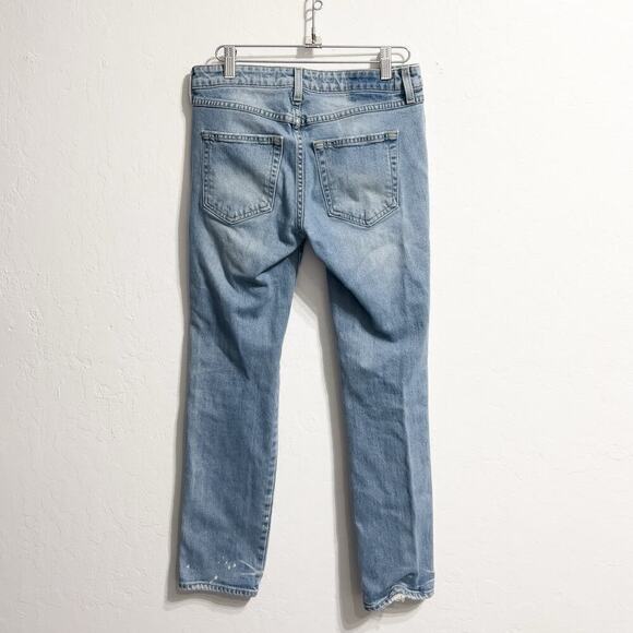 Amo Jeans 26 Kate Spin the Bottle Straight Crop Denim Distressed Bleach Mid - Picture 2 of 8